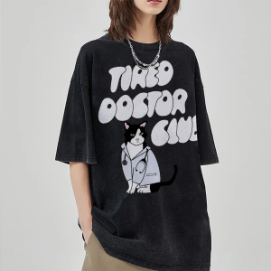 Washed Vintage Graphic Print T-Shirt – Unisex Oversized Hip-Hop Streetwear Tee