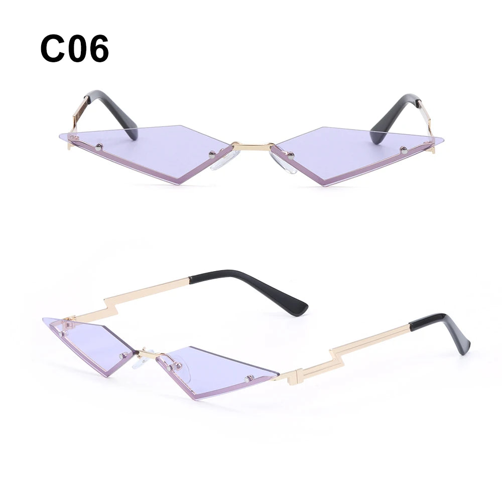 Diamond-Shaped Rimless Sunglasses – Unisex Vintage Streetwear UV400 Eyewear - Image 14