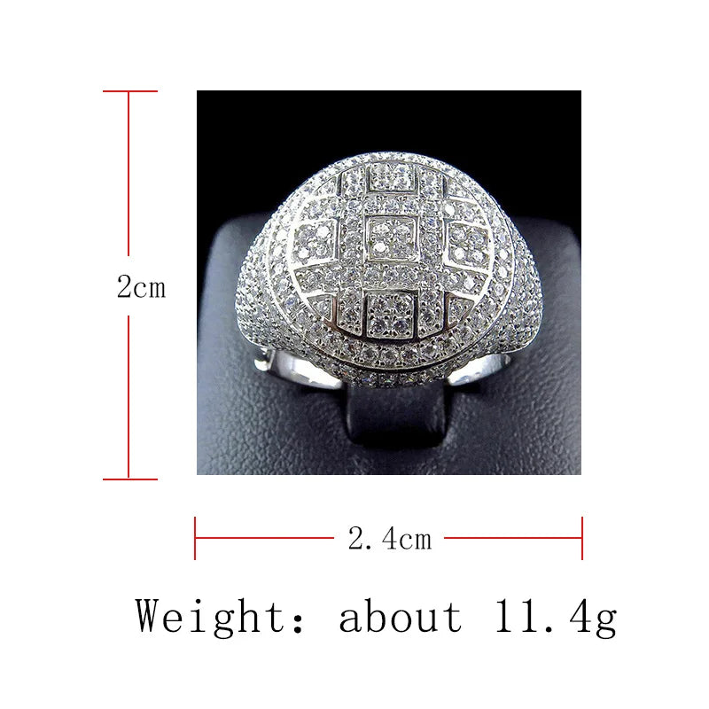Wholesale Trendy Round Iced Out Ring – Cubic Zirconia Crystal Party Jewelry for Men - Image 2