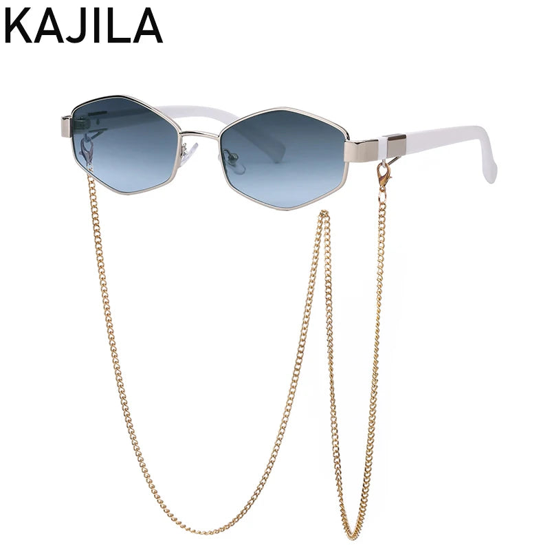 Sexy Hexagon Sunglasses with Chain – 2025 Luxury Designer Punk Shades for Women - Image 9
