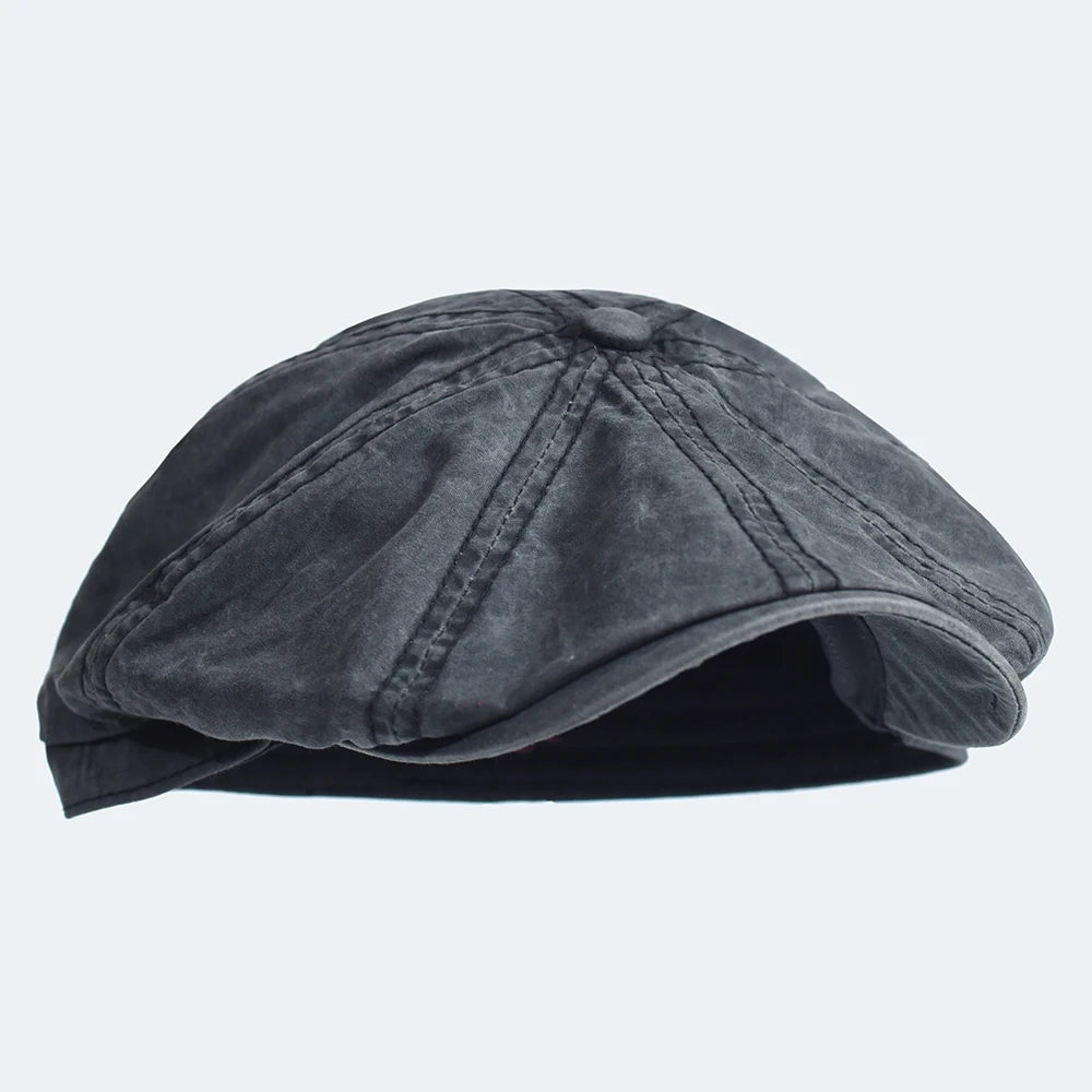 Washed Cotton Newsboy Cap – Vintage Peaky Octagonal Flat Ivy Hat for Men & Women - Image 9