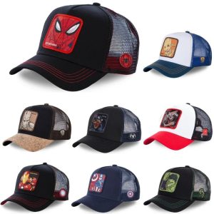 High-Quality Marvel Cartoon Snapback – Unisex Cotton Mesh Baseball Cap for Men & Women