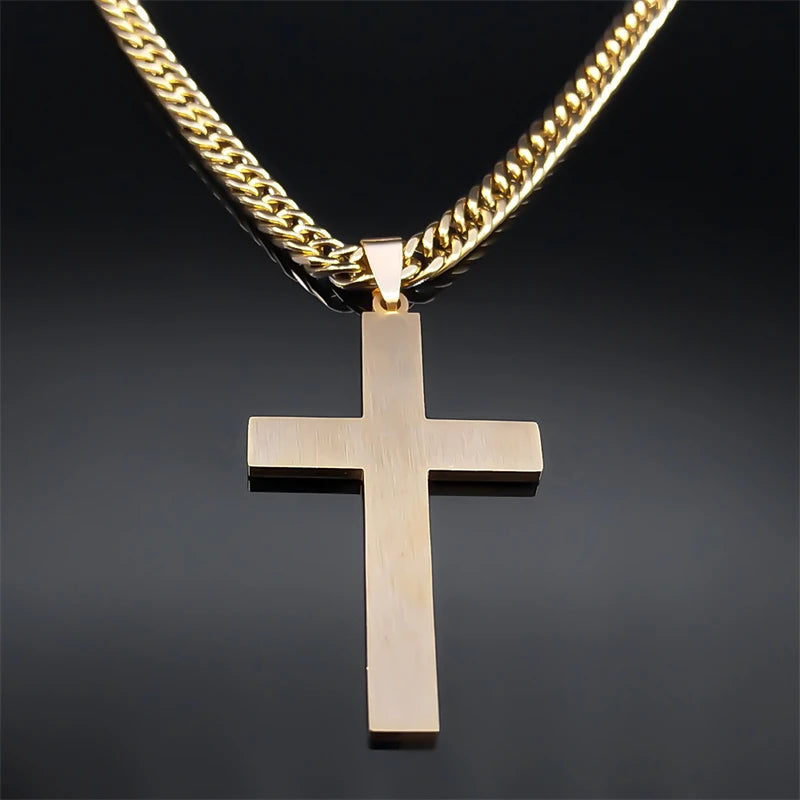 Punk Hip Hop Black Cross Pendant Necklace – Unisex Stainless Steel Jesus Chain Jewelry - Image 3