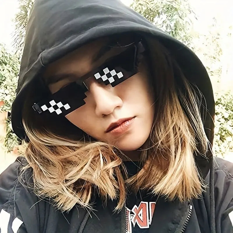 Pixelated Mosaic Sunglasses – 2-Pack Funny Party Eyewear for Men & Women - Image 3