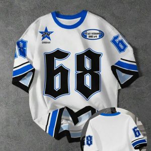 Summer Men’s Classic Sports Stripe T-Shirt – Casual Round Neck Tee with Side Print (Size 68 Available)