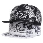 Unisex Black & White Letter Graffiti Printed Hip-Hop Hat