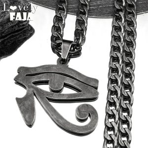 Eye of Ra / Horus Pendant Necklace – Stainless Steel Egyptian Amulet for Men