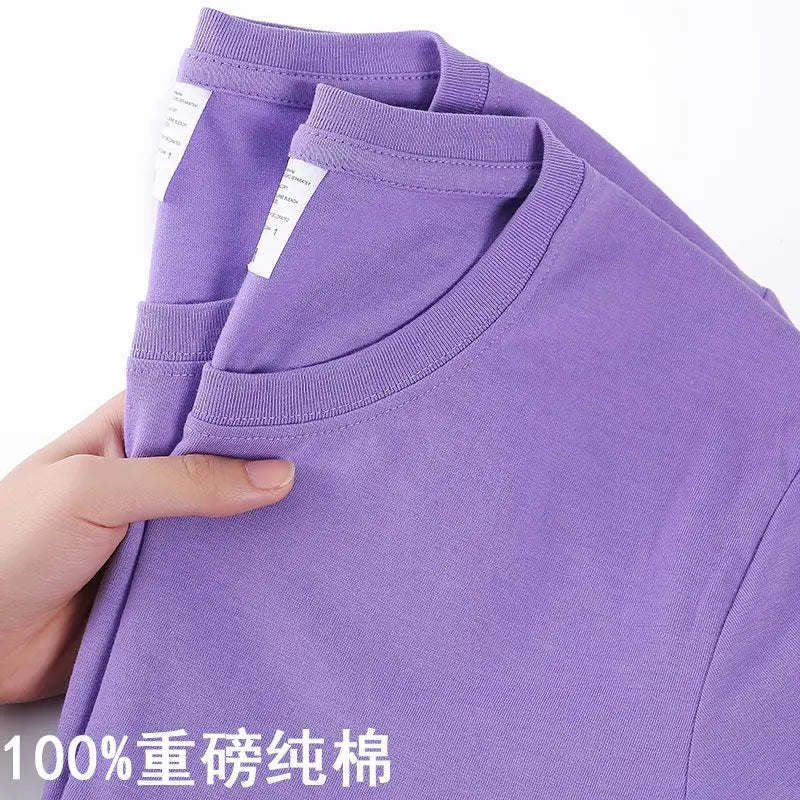 100% Cotton Solid Color O-Neck Short Sleeve T-Shirt - Image 14