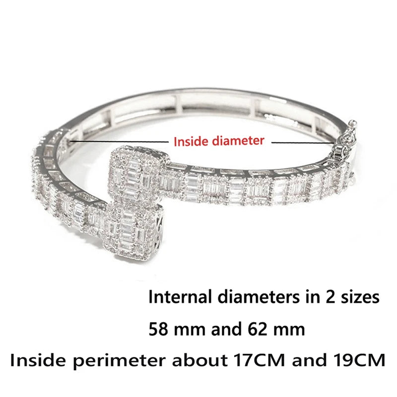 New Iced Out Open Square Zircon Charm Bracelet – Gold & Silver Color Hip Hop Bangle for Men & Women - Image 2