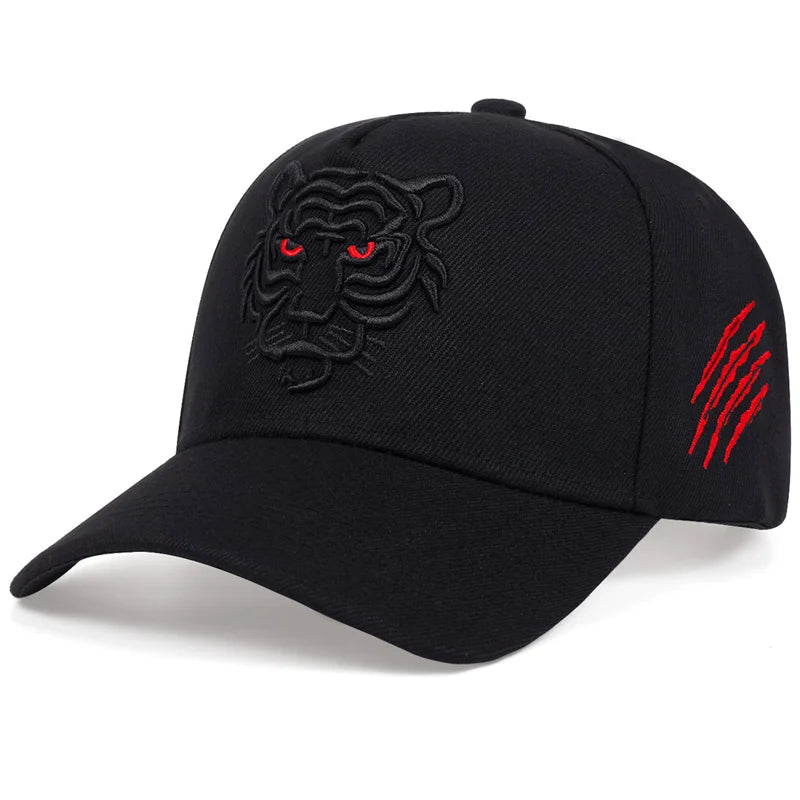 Black Tiger Embroidery Baseball Cap – Unisex Cotton Snapback Trucker Hat for Summer