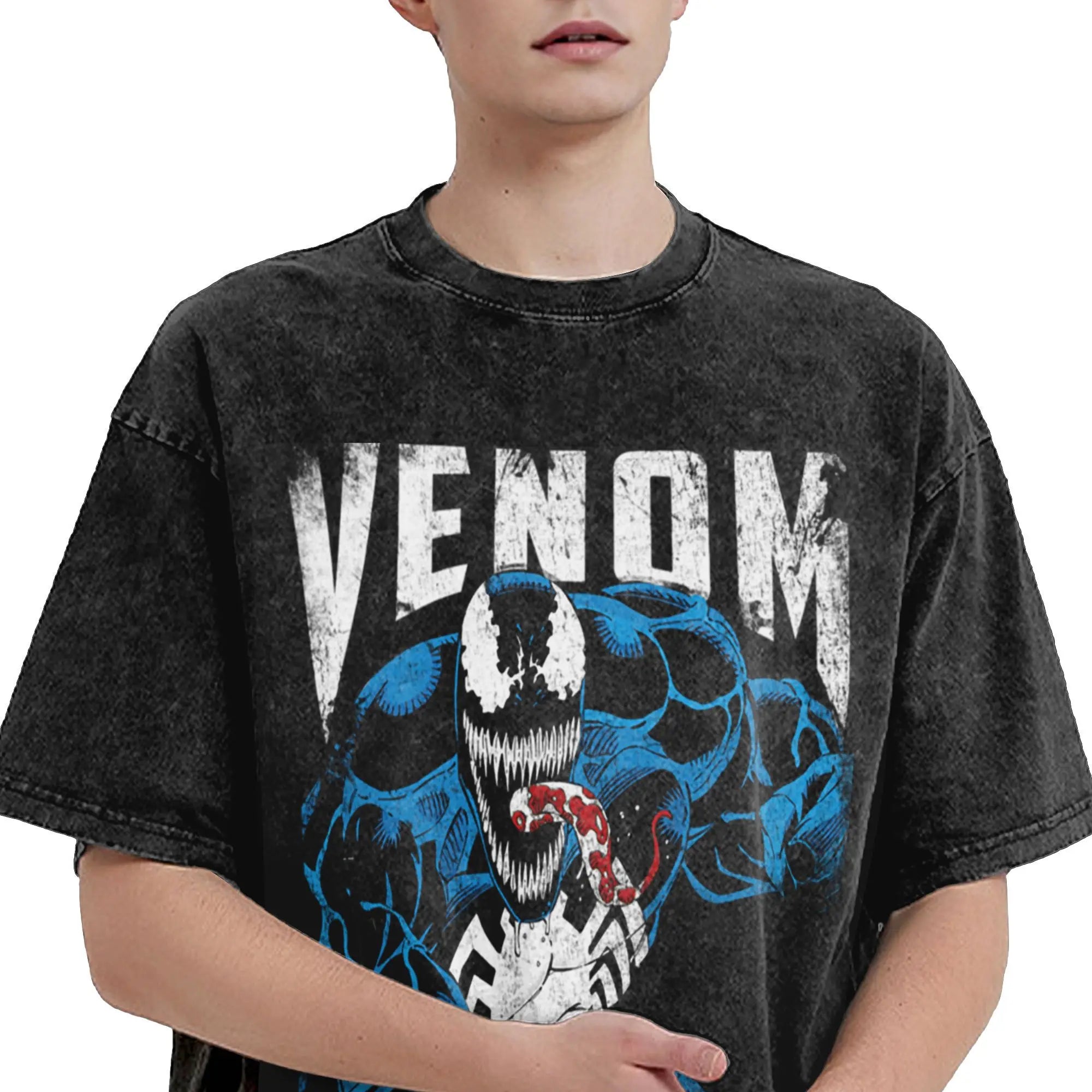 Venom Washed T-Shirt – Oversized Hip Hop Streetwear Tee for Men & Women - Image 4