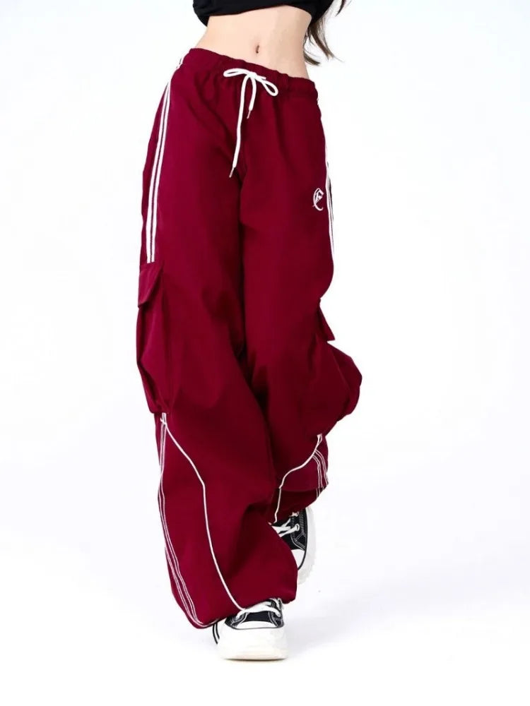 Vintage Hip Hop Cargo Pants – Unisex Wide-Legged Drawstring Street Dance Pants - Image 5
