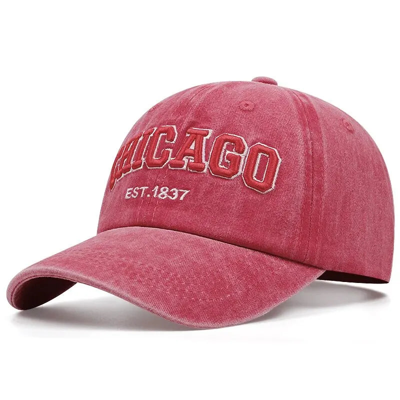 CHICAGO Letter Embroidered Baseball Cap – Unisex Cotton Snapback Hat for Spring & Summer Streetwear - Image 8