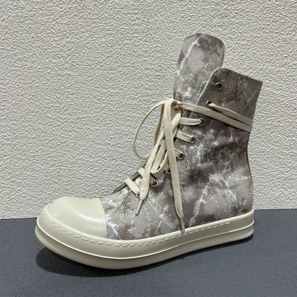 Men’s High-Top Canvas Sneakers – Unisex Lace-Up Zipper Hip Hop Designer Flats - Image 5