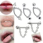 Punk Detachable Lip & Cartilage Stud Earrings – Stainless Steel Chain Body Jewelry