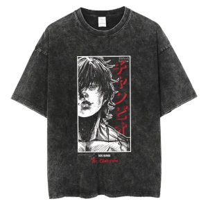 2024 Baki Hanma Washed T-Shirt – Vintage Harajuku Oversized Streetwear for Men