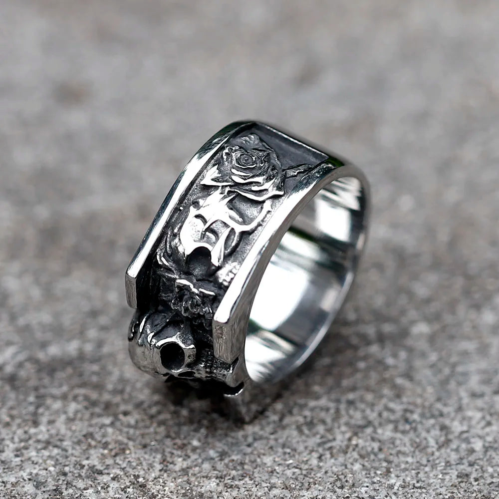 NEW Men’s 316L Stainless Steel Skull Ring – Vintage Punk Fashion Jewelry for Teens - Image 2