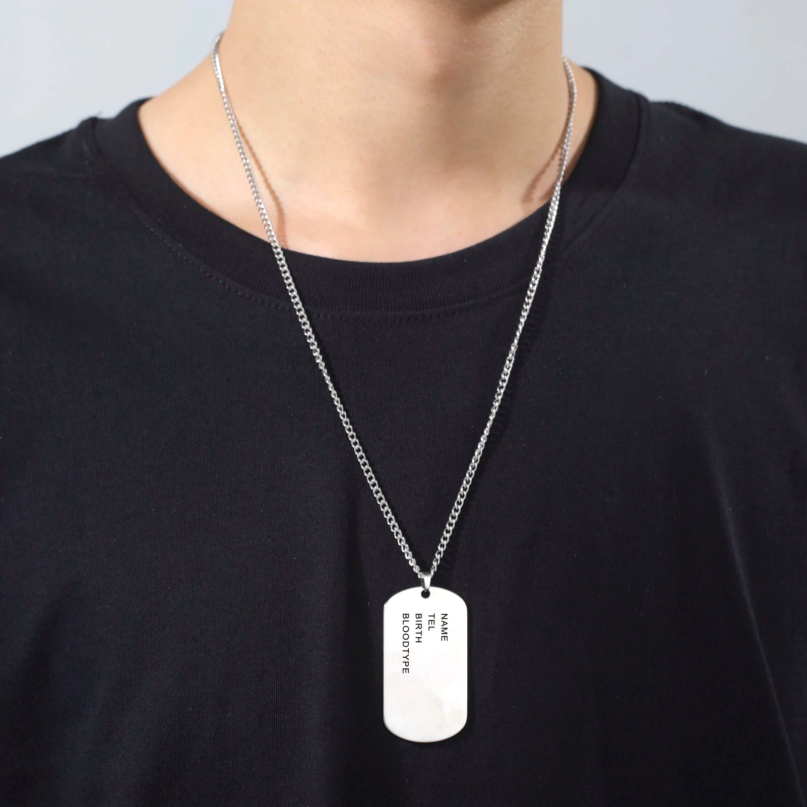 Personalized Military Dog Tag Necklace – Custom Stainless Steel Soldier Bar Chain for Men - Image 4