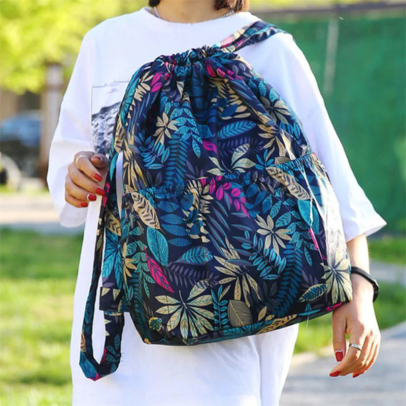 Women's Drawstring Sports Backpack – Foldable Travel & Shopping Rucksack - Image 2