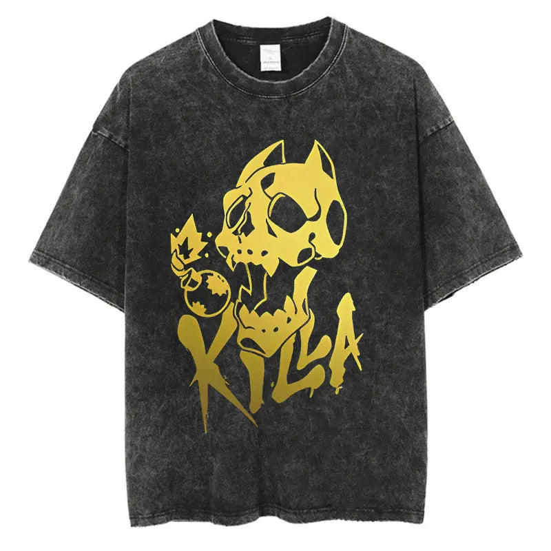 Vintage Washed TShirt Men Summer Hip Hop Streetwear T-shirt JoJo Bizarre Adventure Anime Print Cotton Casual Short Sleeve Tshirt - Image 24