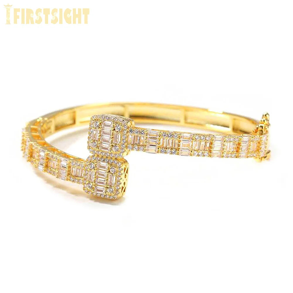 New Iced Out Open Square Zircon Charm Bracelet – Gold & Silver Color Hip Hop Bangle for Men & Women - Image 8