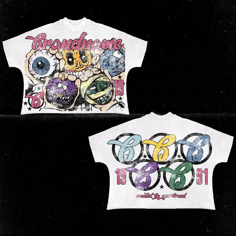 Harajuku Y2K Graphic Print T-Shirt – Oversized Cotton Streetwear Tee for Men & Women - Image 2