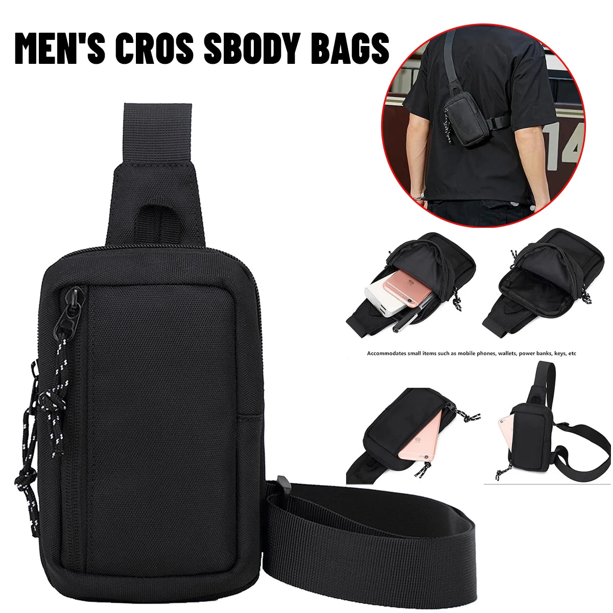 Men's Oxford Chest Crossbody Bag – Casual Travel Shoulder Phone Pouch