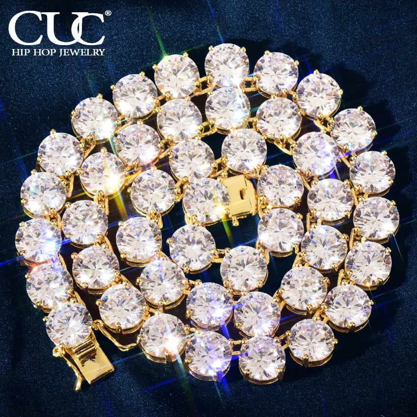 CUC Gold Color Tennis Chain – Iced Out AAA Zircon Necklace for Men & Women