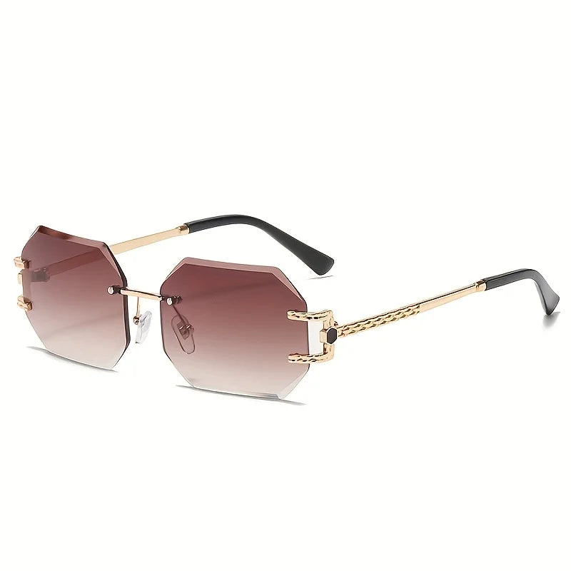 Hip Hop Rimless Geometric Sunglasses – Unisex Street Style Eyewear with Clear Lenses - Image 8