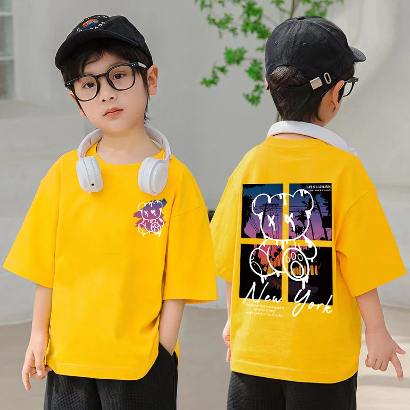 Korean Children's Clothes 2025 Summer Tops Art New York City Graphic T Shirts Cotton Baby Boys Short Sleeves Shirt Kids Clothes - Image 7