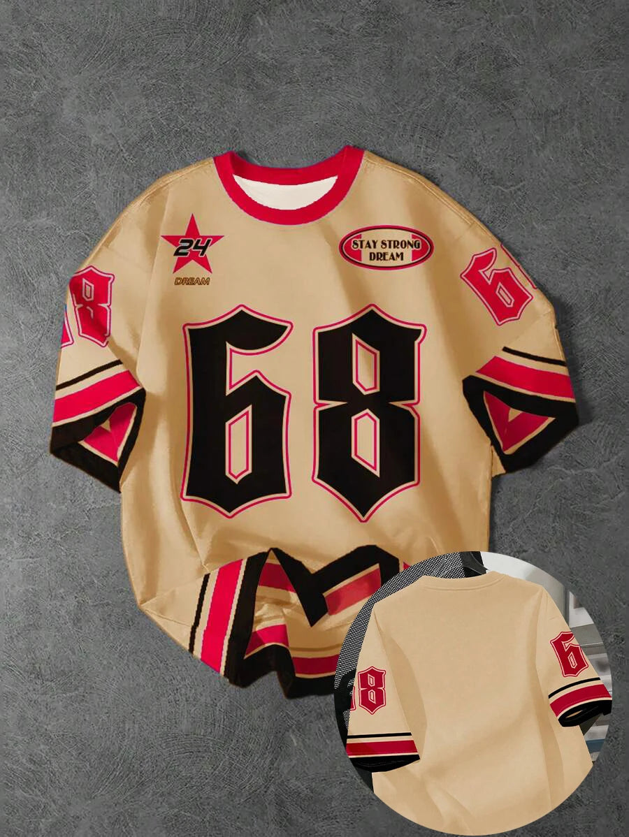 Summer Men’s Classic Sports Stripe T-Shirt – Casual Round Neck Tee with Side Print (Size 68 Available) - Image 2