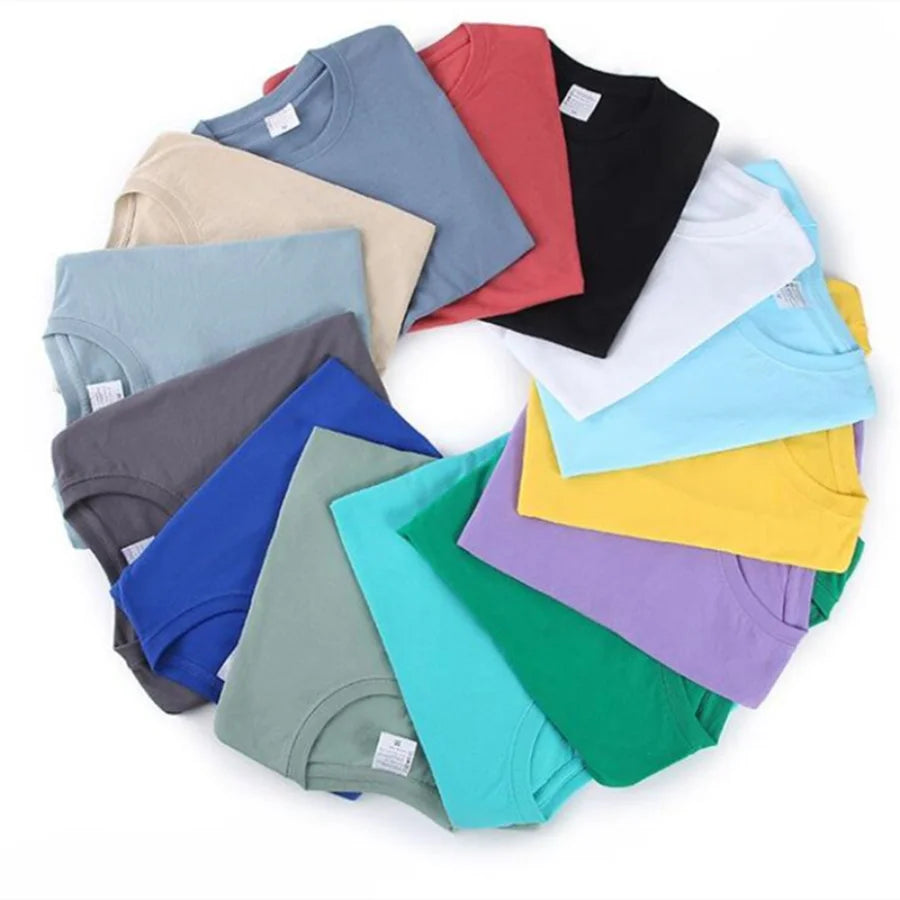 100% Cotton Solid Color O-Neck Short Sleeve T-Shirt - Image 3