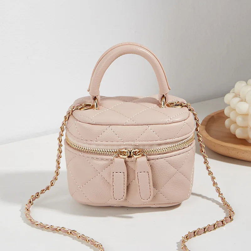 Mini Quilted Chain Crossbody Bag – Diamond Checkered Designer Handbag for Women - Image 7