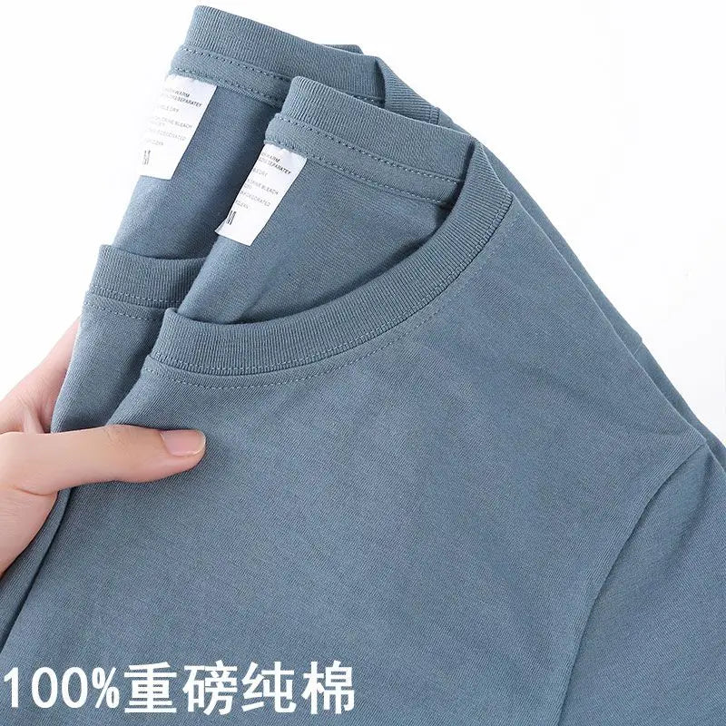 100% Cotton Solid Color O-Neck Short Sleeve T-Shirt - Image 11