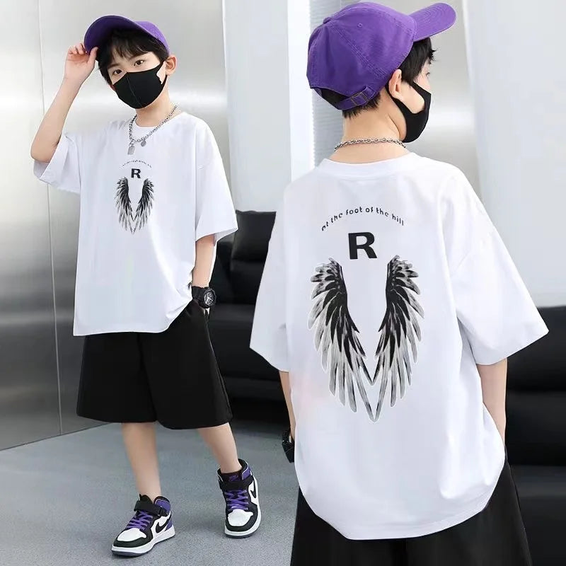Summer Kid Boys Clothes Set Children Girls Wing Printed Short Sleeve T-Shirts And Shorts 2 Pieces Suit Baby Tracksuits - Image 4