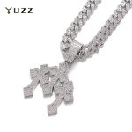 New Iced Out Stacked Crosses Pendant Necklace