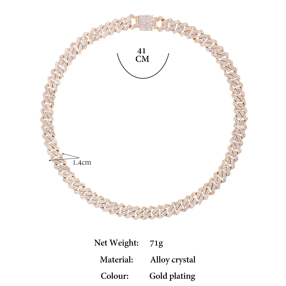 Silver Color 14mm Prong Miami Cuban Link Chain Necklace for Women - Image 6