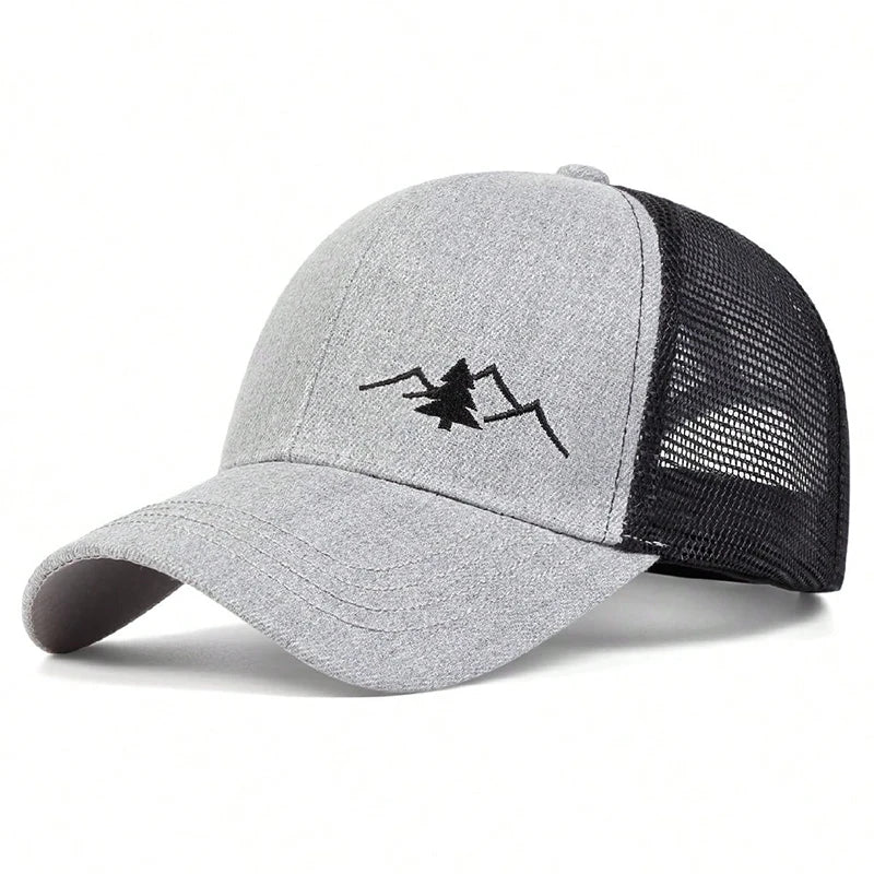 Mountain Embroidered Mesh Baseball Cap – Unisex Summer Snapback Hat for Sports & Streetwear - Image 2